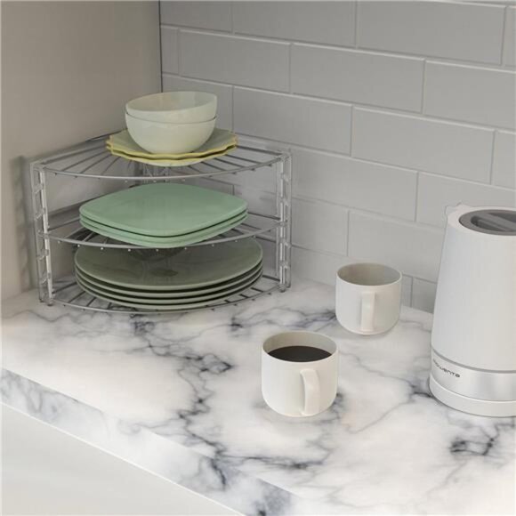 Simple Houseware 3-Tier Counter Corner Shelf Organizer, Silver - Picture 11 of 12